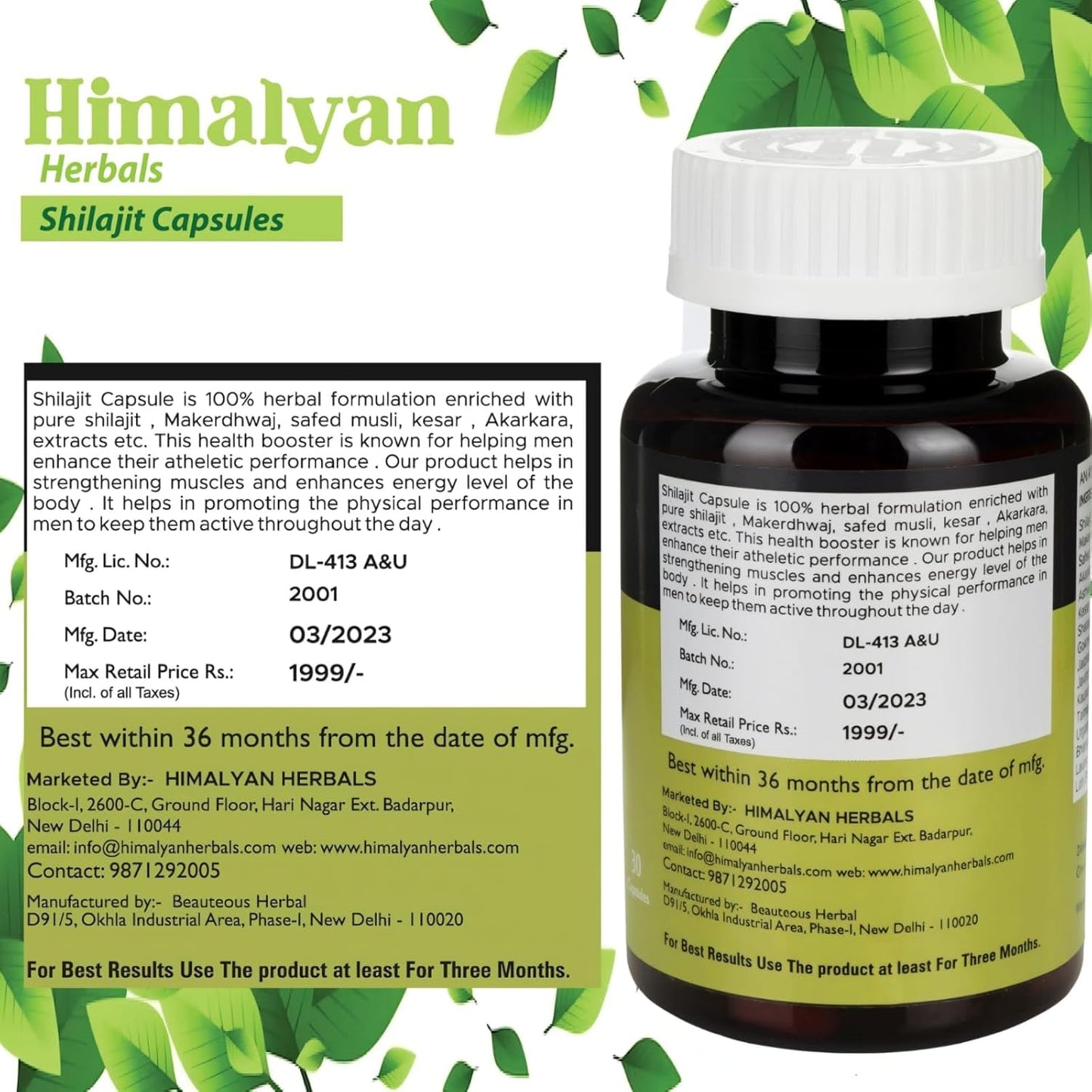 Original Shilajit Capsules | Blend of Kesar, Safed Musli, Ashwagandha & Gokhru | Pure & Natural Shilajeet for Strength, Stamina, Energy & Immunity | 30 Veg Capsules