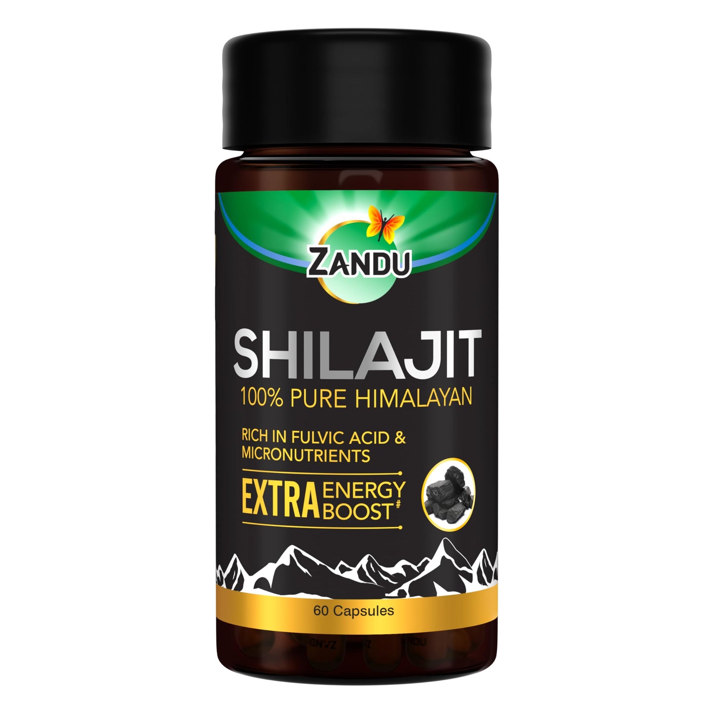 Zandu Shilajit Capsule, 60 capsules x Pack of 2, Original and Pure Himalayan Shilajeet, Boosts Immunity, Strength and Stamina.