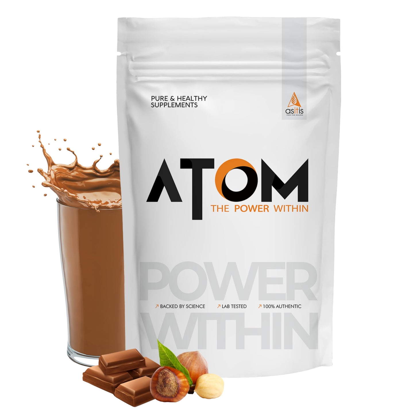 ATOM Whey Protein Double Rich Chocolate 1kg+ AS-IT-IS Creatine 100g (Combo Pack)