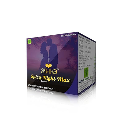Ashika Spicy Night Max - Vitality, Stamina & Strength | 10 Strips x 10 Capsules