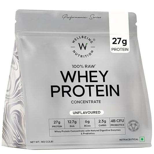 Wellbeing Nutrition Whey Protein Concentrate – Unflavoured, 1kg