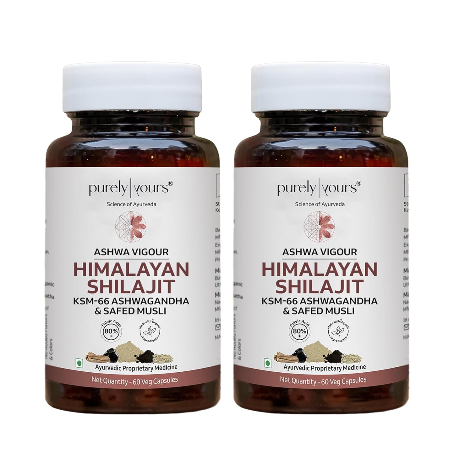 Purely Yours Shilajit/Shilajeet Capsules w/ 80% Fulvic Acid & KSM 66 Ashwagandha | eq. 8100mg/Serving | Boost Stamina, Strength & Muscle Growth | 120 Capsules