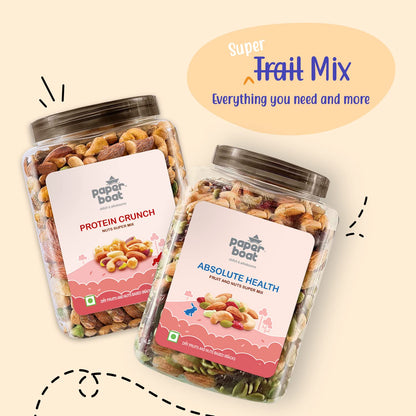 Paper Boat Absolute Health Dry Fruits Mix, Premium Trail Mix | Healthy Mixed Nuts with Dry Fruits | Almonds | Cashews | Cranberry | Pumpkin Seeds | Candied Amla, Reusable Jar (1000g)