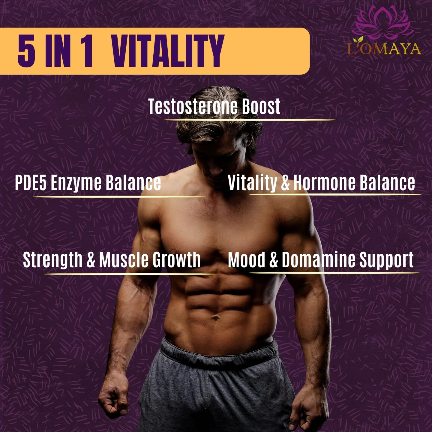 L'Omaya T-REX for Men | 60 Tablets | Enhances Energy, Performance, Stamina | Supports Testosterone, Muscle Strength & Health| Natural Health Support