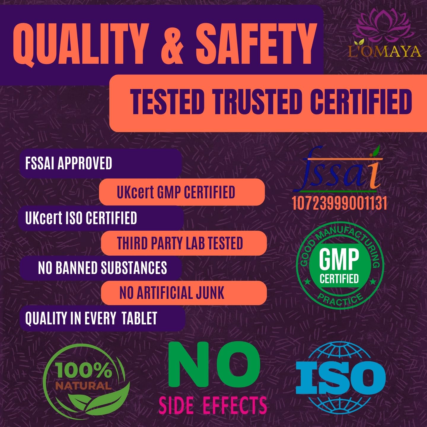 L'Omaya T-REX for Men | 60 Tablets | Enhances Energy, Performance, Stamina | Supports Testosterone, Muscle Strength & Health| Natural Health Support