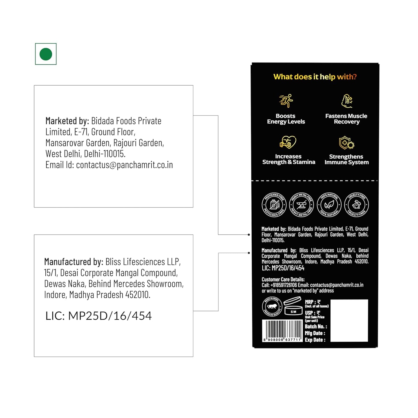 Panchamrit Himalayan Shilajit Sustained Release Capsules for Men & Women | 100% Ayurvedic | 500mg Pure Shilajeet Supplement 75% Fulvic Acid & Ginkgo Biloba | Boosts Energy & Stamina | 60 Caps