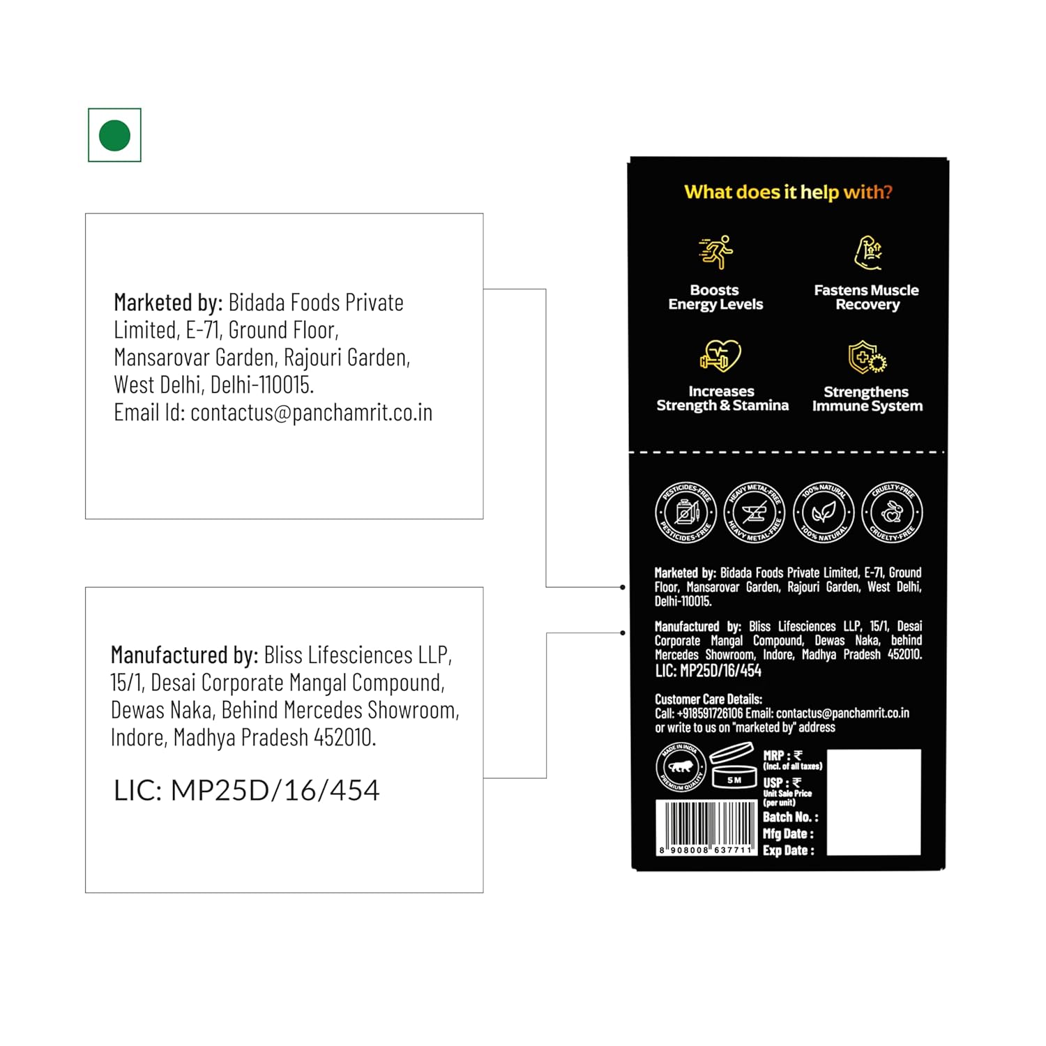 Panchamrit Himalayan Shilajit Sustained Release Capsules for Men & Women | 100% Ayurvedic | 500mg Pure Shilajeet Supplement 75% Fulvic Acid & Ginkgo Biloba | Boosts Energy & Stamina | 60 Caps