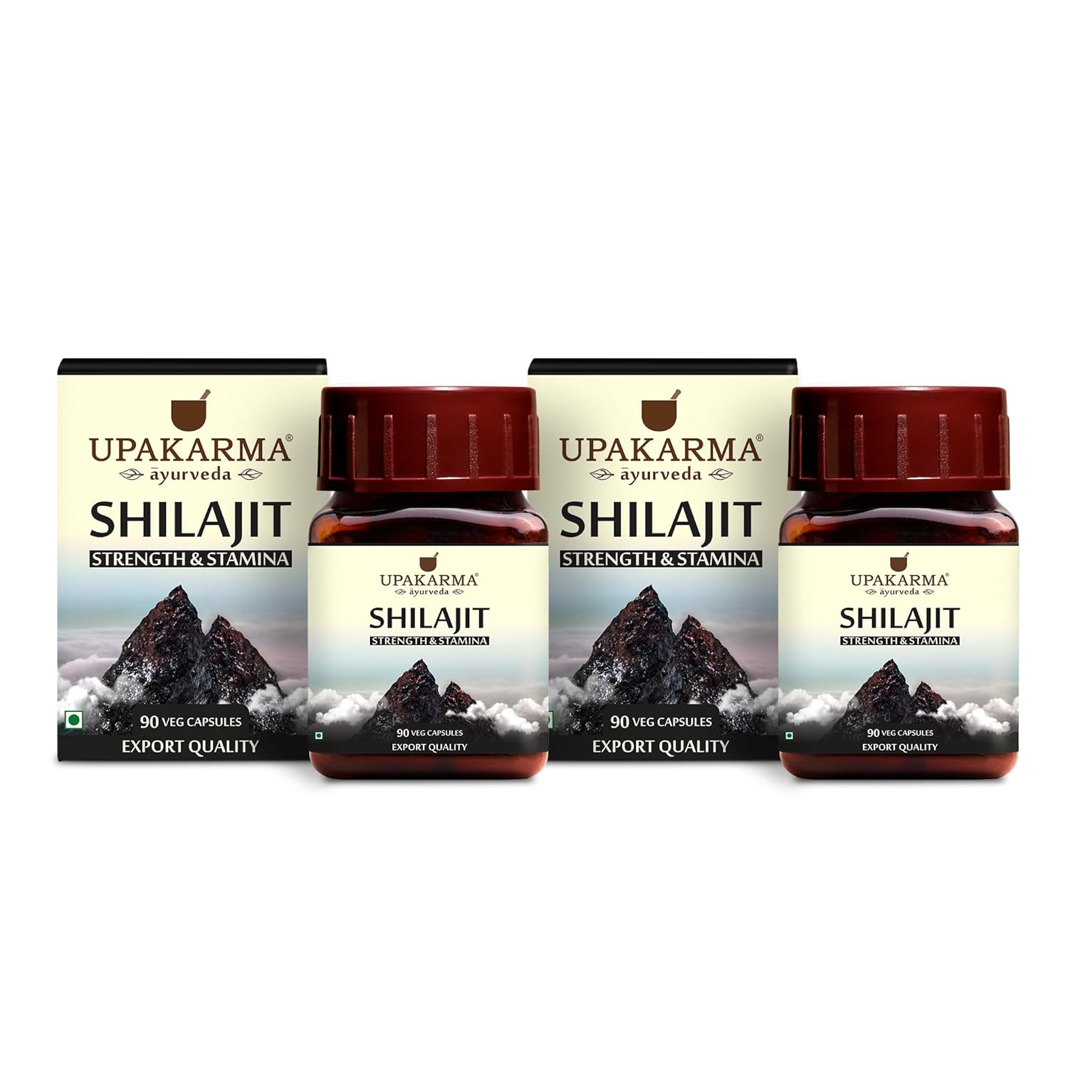 UPAKARMA Shilajit | Pure Extract Based (300 mg), Natural Strength & Stamina Booster |Lab Tested, R&D Backed 90 Veg Capsules- Pack of 2