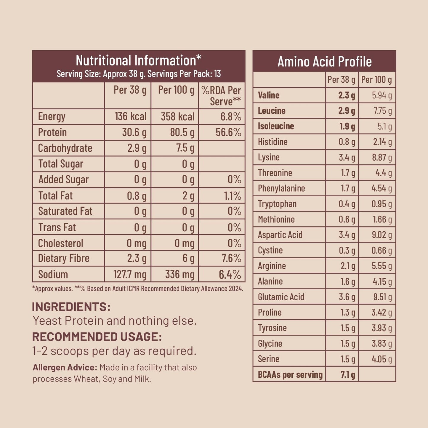 Mille Plant Protein | 31g Protein | Unflavoured | Made with Fermented Yeast Protein Powder | No Bloat, Vegan, Heat-Stable | Has All 9 Essential Amino Acids | Mixes into Any Dish | 500g