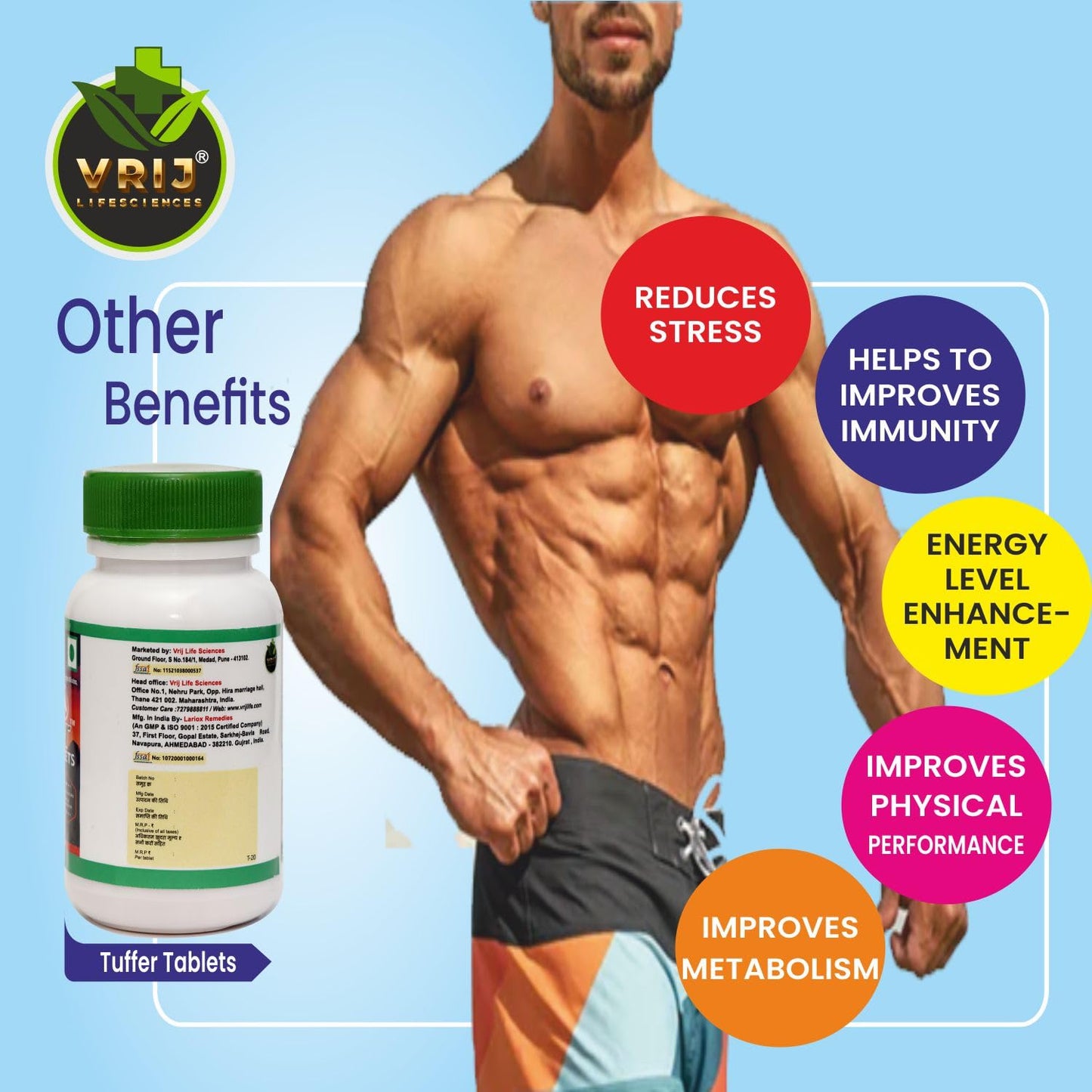 Tuffer Tablets — Shilajit/Shilajeet for Men | Boost Muscle Growth & Stamina for Men | Ayurvedic Enriched with Ashwagandha, Safed Musli, Gokshura & Essential Vitamins | Herbal Energy Supplement - (20-Tablet)