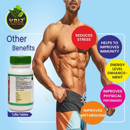 Tuffer Tablets — Shilajit/Shilajeet for Men | Boost Muscle Growth & Stamina for Men | Ayurvedic Enriched with Ashwagandha, Safed Musli, Gokshura & Essential Vitamins | Herbal Energy Supplement - (20-Tablet)