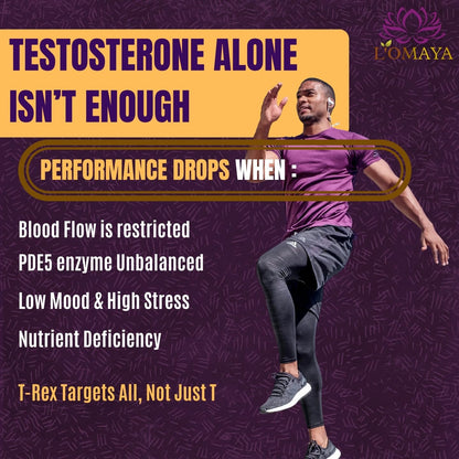 L'Omaya T-REX for Men | 60 Tablets | Enhances Energy, Performance, Stamina | Supports Testosterone, Muscle Strength & Health| Natural Health Support