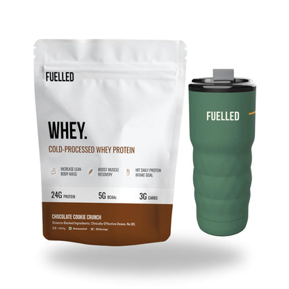 FUELLED Whey Protein Powder Concentrate & Isolate with 24 g Protein, 5 g BCAA (1 kg, 30 Servings) Lab Tested (Mango Ice Cream)