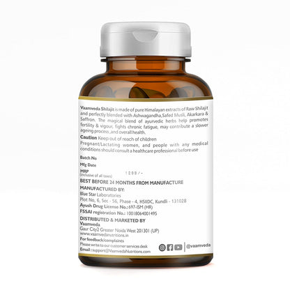 Shuddh Himalayan Original Shilajeet Power Gold Capsules Men with Ashwagandha Shilajith- 120 Shilajit Capsules