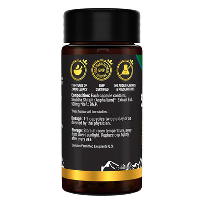 Zandu Shilajit Capsule, 60 capsules x Pack of 2, Original and Pure Himalayan Shilajeet, Boosts Immunity, Strength and Stamina.