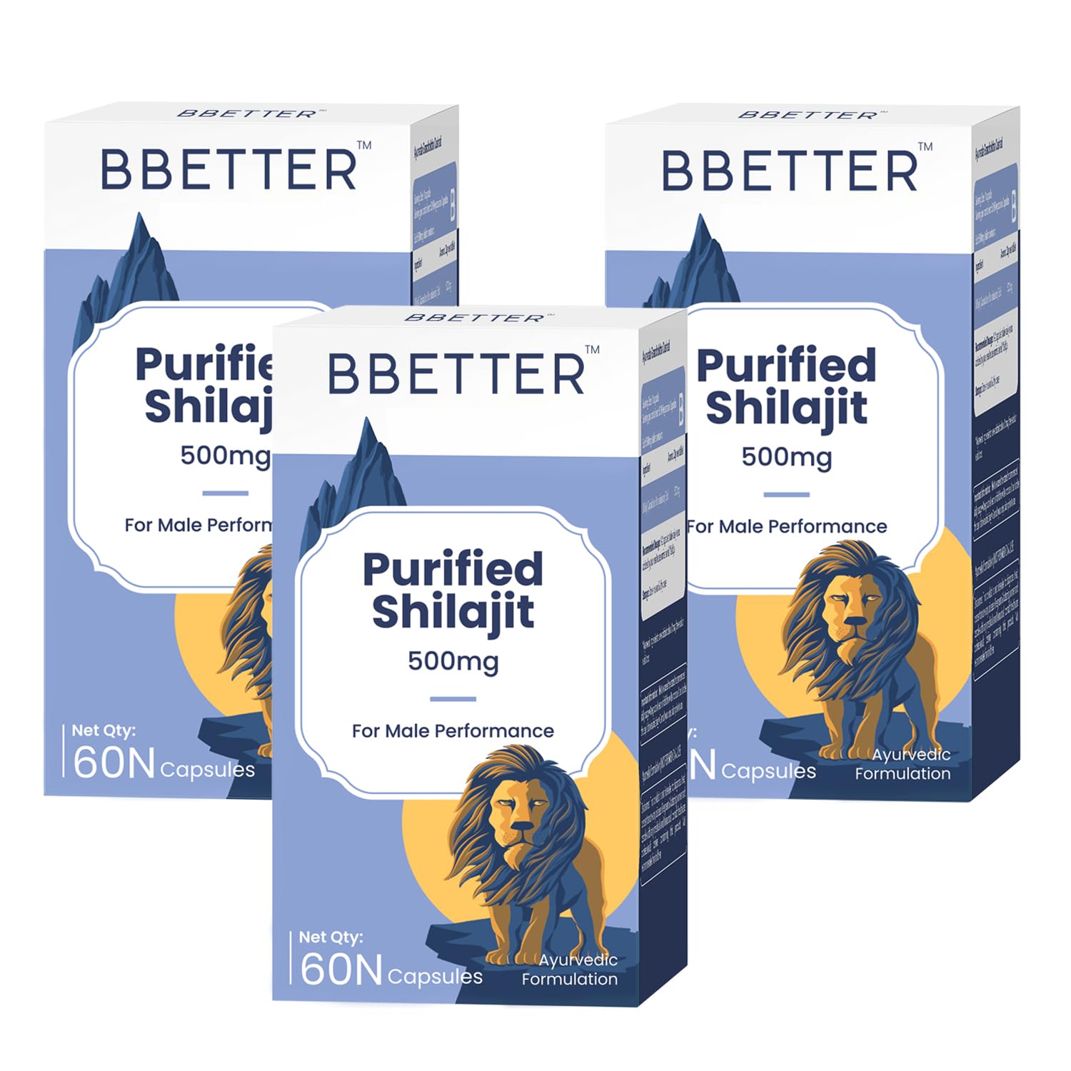 BBETTER Purified Shilajit 500mg | Lab Tested Shilajeet for Stamina, Strength, Muscle & Vitality Support for Men | Supports Healthy Testosterone Level | Pure Himalayan Shilajit Extract - 60 Capsules