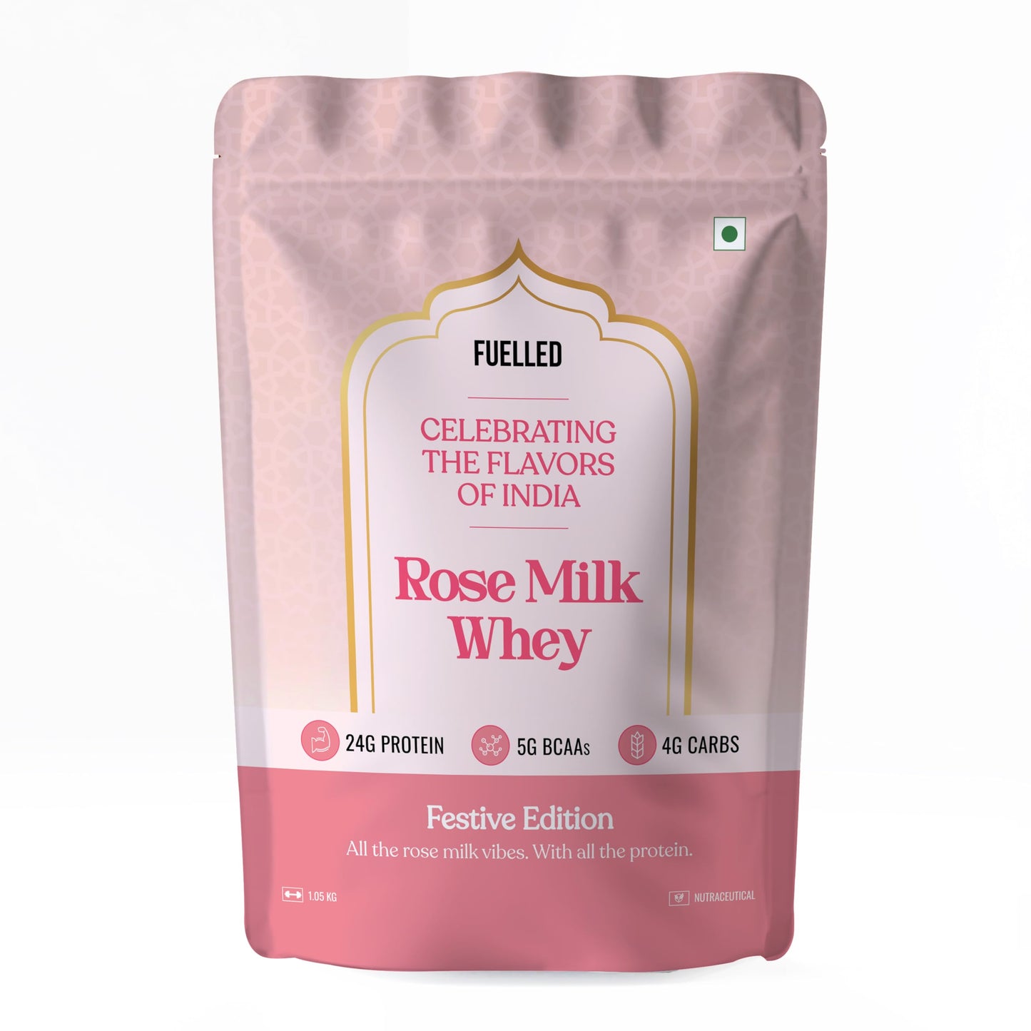 FUELLED Whey Protein Powder Concentrate & Isolate with 24 g Protein, 5 g BCAA (1 kg, 30 Servings) Lab Tested (Mango Ice Cream)