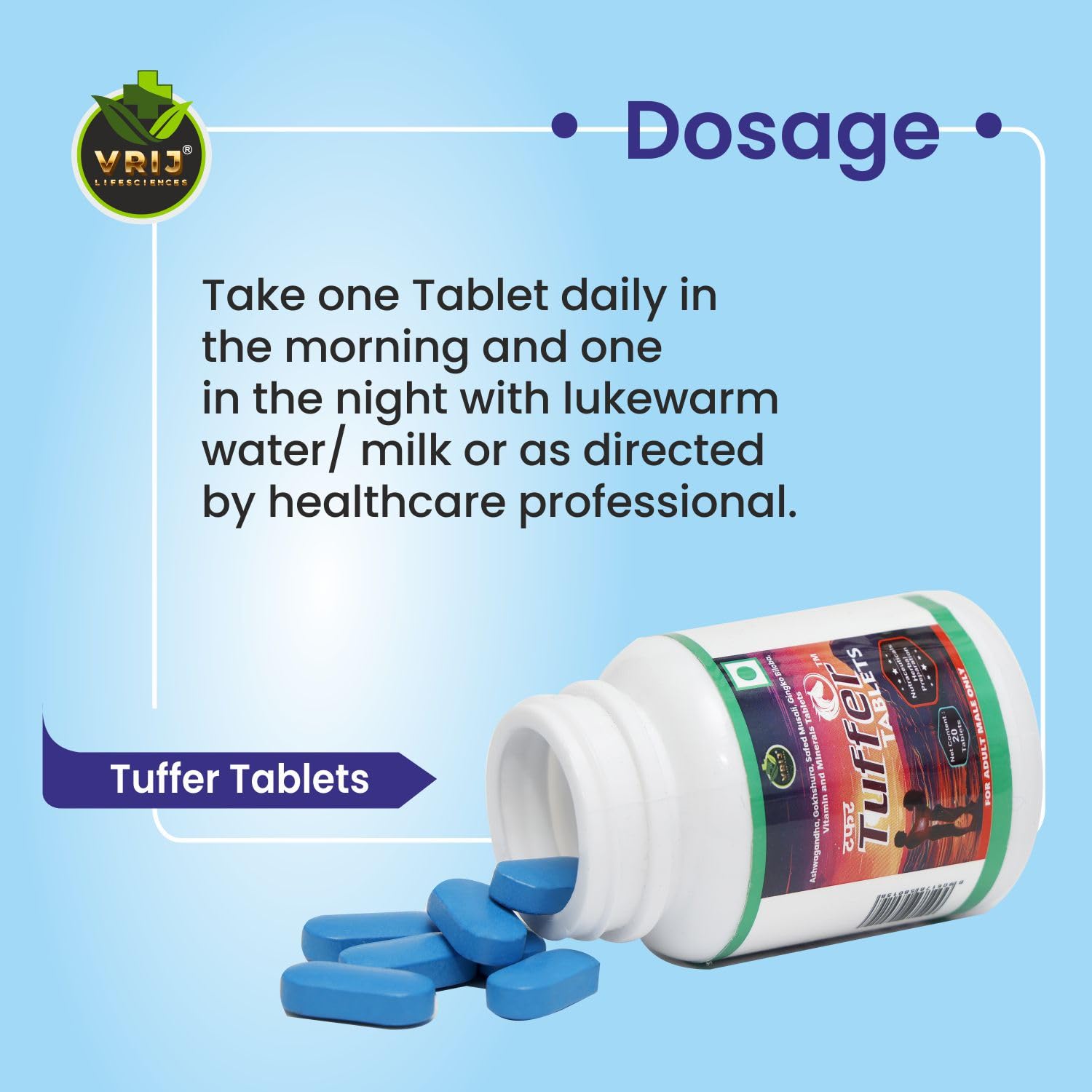 Tuffer Tablets — Shilajit/Shilajeet for Men | Boost Muscle Growth & Stamina for Men | Ayurvedic Enriched with Ashwagandha, Safed Musli, Gokshura & Essential Vitamins | Herbal Energy Supplement - (20-Tablet)