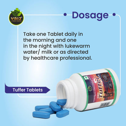 Tuffer Tablets — Shilajit/Shilajeet for Men | Boost Muscle Growth & Stamina for Men | Ayurvedic Enriched with Ashwagandha, Safed Musli, Gokshura & Essential Vitamins | Herbal Energy Supplement - (20-Tablet)