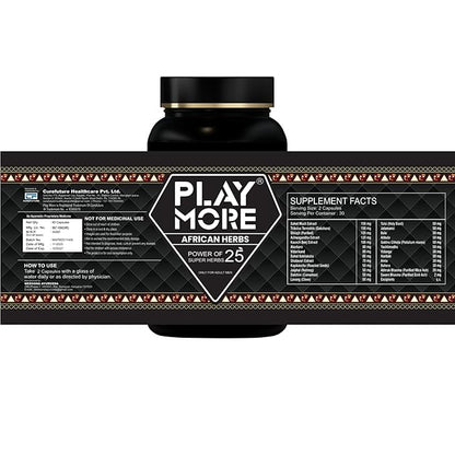 Play More African Herbs – 25-in-1 Men’s Capsules, 60 Veg