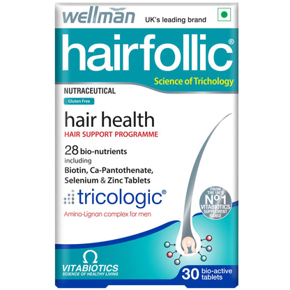 wellman Hairfollic Hair Supplements For Men - Advanced Hair Nutrition With Tricological Amino-Lignan Complex | 27 Bionutrients For Healthy Hair, Beard, And Skin (Pack Of 3), Tablet