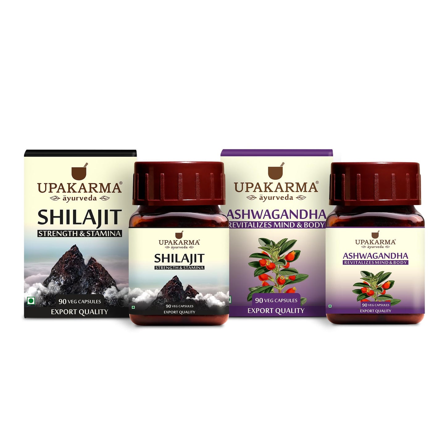 UPAKARMA Shilajit | Pure Extract Based (300 mg), Natural Strength & Stamina Booster |Lab Tested, R&D Backed 90 Veg Capsules- Pack of 2