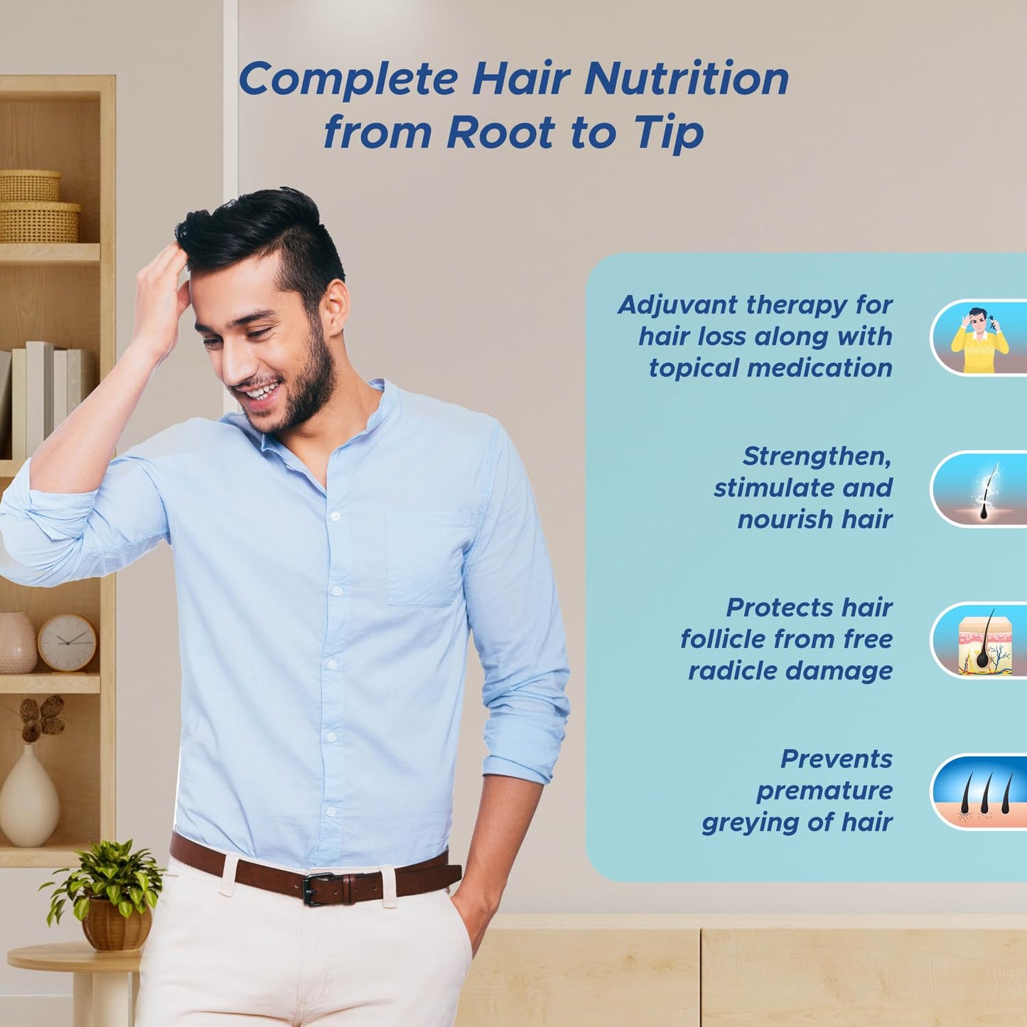 wellman Hairfollic Hair Supplements For Men - Advanced Hair Nutrition With Tricological Amino-Lignan Complex | 27 Bionutrients For Healthy Hair, Beard, And Skin (Pack Of 3), Tablet