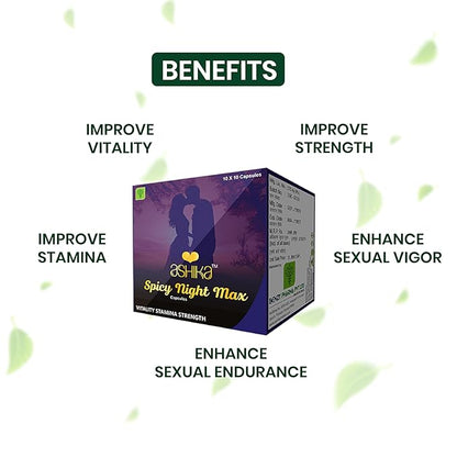 Ashika Spicy Night Max - Vitality, Stamina & Strength | 10 Strips x 10 Capsules