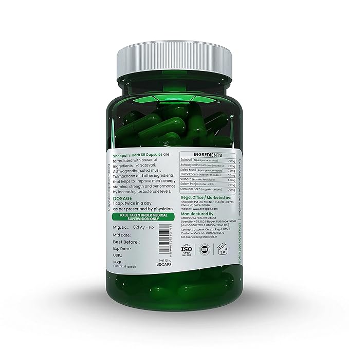 Sheopals Herb 69 Vibe Booster | Men’s Stamina & Energy | 60 Capsules