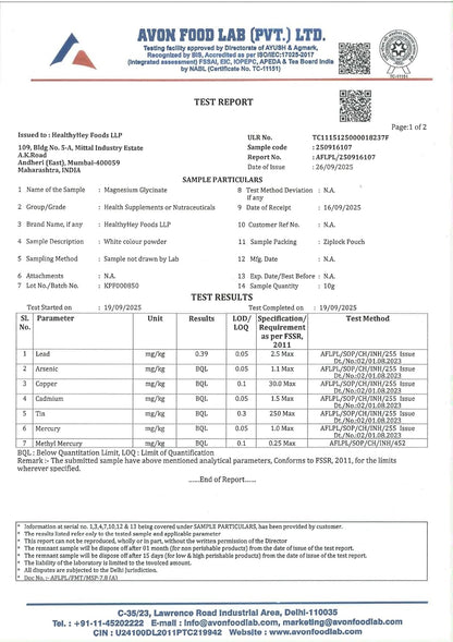 HealthyHey Nutrition Magnesium Glycinate High Absorption for Sleep, Cramps, & Nerves Health -300 Vegetable Capsules