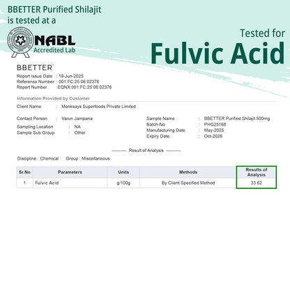 BBETTER Purified Shilajit 500mg | Lab Tested Shilajeet for Stamina, Strength, Muscle & Vitality Support for Men | Supports Healthy Testosterone Level | Pure Himalayan Shilajit Extract - 60 Capsules