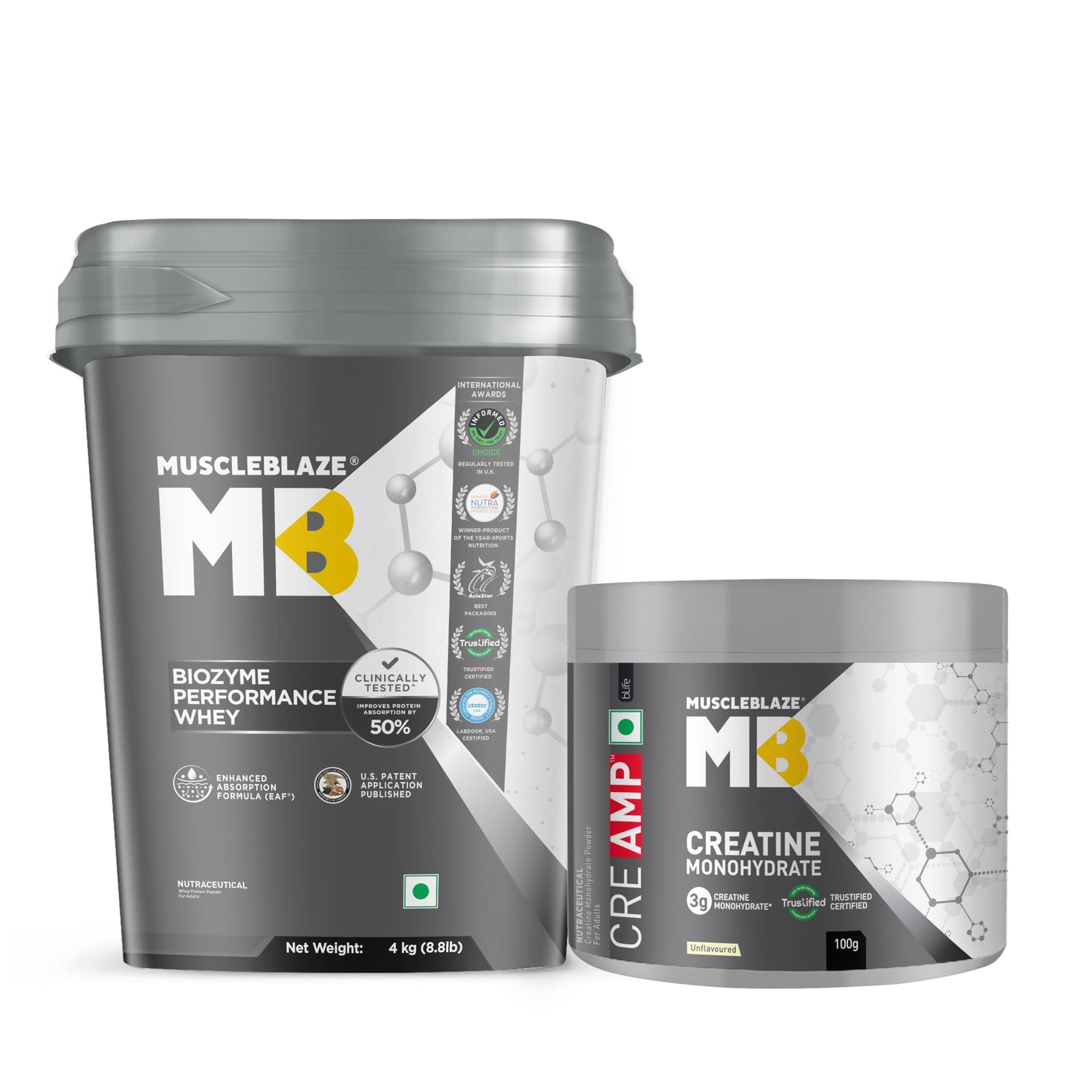 MuscleBlaze Biozyme Performance Whey Protein Powder, Chocolate Hazelnut (2kg / 4.4lbs) | 25g Protein Per Scoop | Clinically Tested 50% Higher Protein Absorption