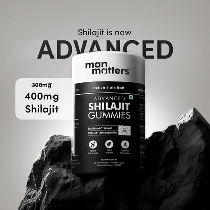 Man Matters Pure Himalayan Shilajit/Shilajeet Gummies Advanced With 75% Fulvic Acid, Ksm 66 Ashwagandha & Black Pepper | Boosts Stamina & Improves Energy Levels | No Added Sugar | Pack Of 60