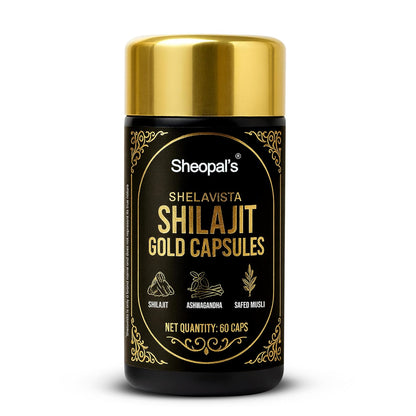 Sheopals Shelavista Shilajit/Shilajeet Gold 60 Capsules | For Stamina, Muscle Growth & Energy | Ashwagandha, Gokshura, Safed Musali With Other Action Herbs | 100% Ayurvedic