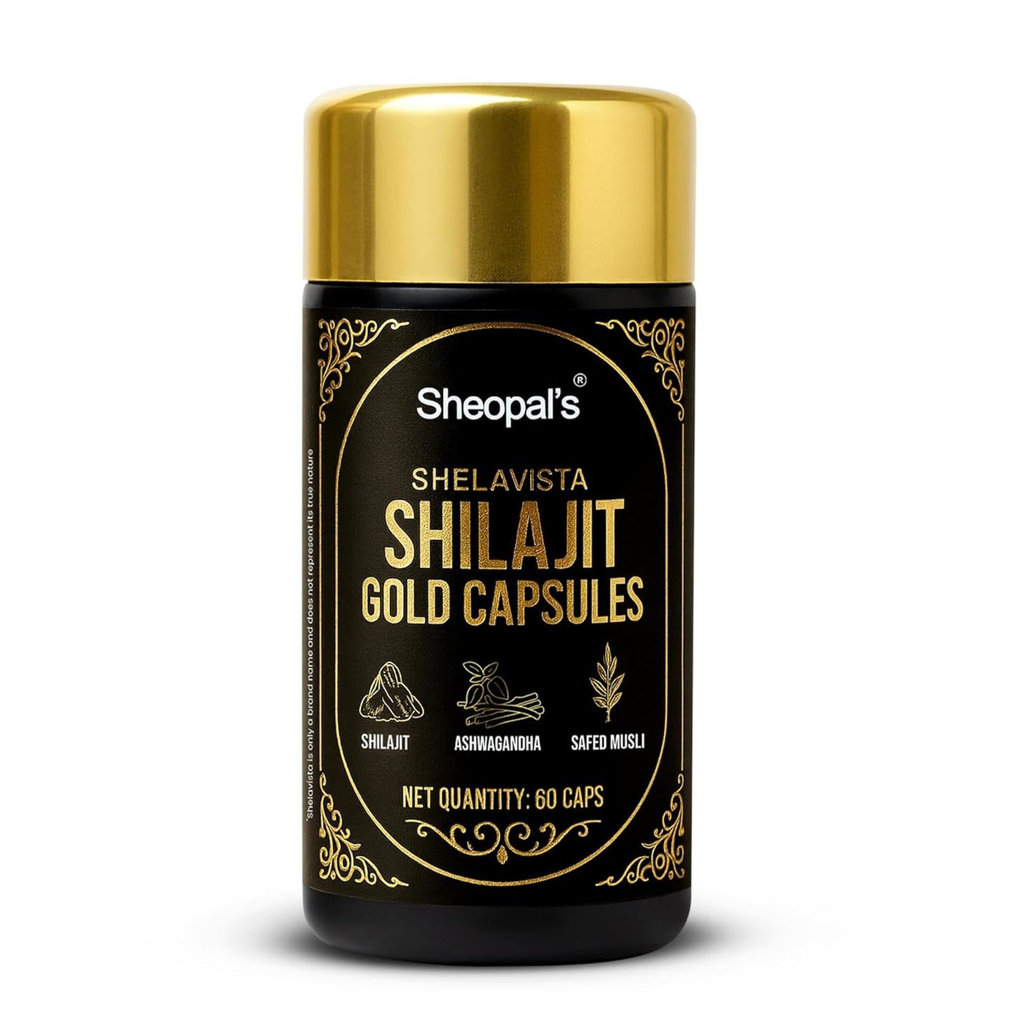 Sheopals Shelavista Shilajit/Shilajeet Gold 60 Capsules | For Stamina, Muscle Growth & Energy | Ashwagandha, Gokshura, Safed Musali With Other Action Herbs | 100% Ayurvedic