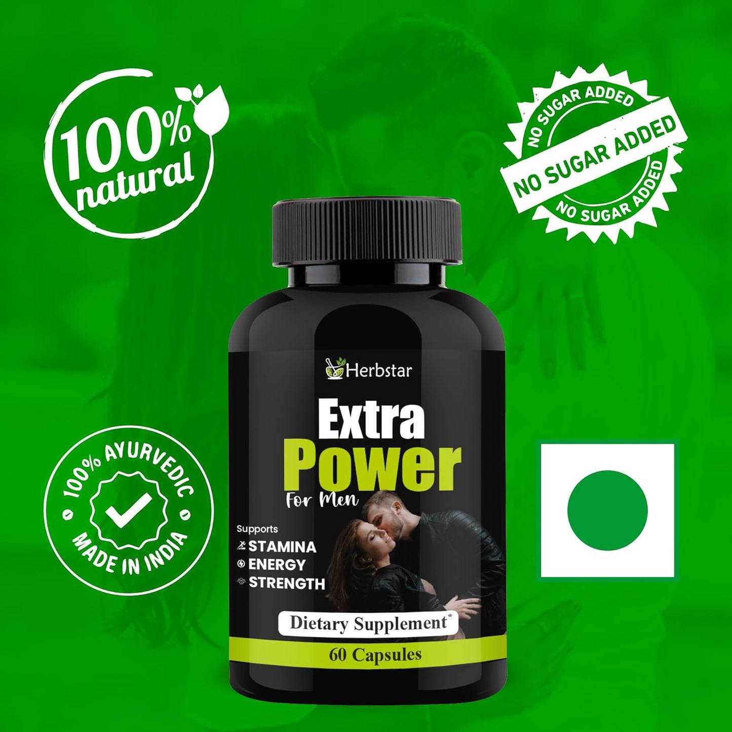 Extra Power Capsules for Men | Ayurvedic Tablets With Shilajit, Ashwagandha, Safed Musli & Gokshura | Long-Lasting Strength, Ling Mota Lamba & Energy & Stamina Booster 60 Veg Capsules