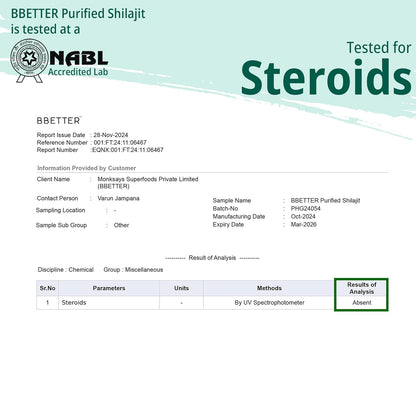 BBETTER Purified Shilajit 500mg | Lab Tested Shilajeet for Stamina, Strength, Muscle & Vitality Support for Men | Supports Healthy Testosterone Level | Pure Himalayan Shilajit Extract - 60 Capsules