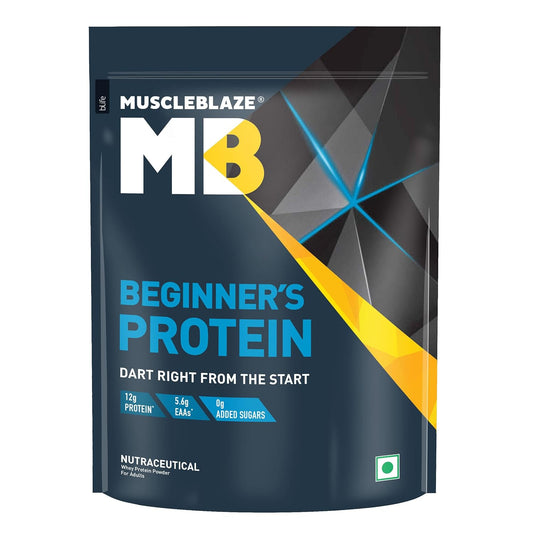 MuscleBlaze Beginner's Whey Protein Powder, Chocolate (1kg / 2.2lbs) | 12g Protein Per Scoop