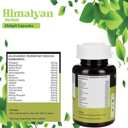 Original Shilajit Capsules | Blend of Kesar, Safed Musli, Ashwagandha & Gokhru | Pure & Natural Shilajeet for Strength, Stamina, Energy & Immunity | 30 Veg Capsules