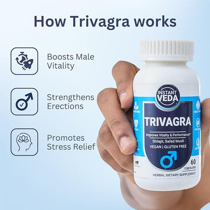 Trivagra Strength and Energy Capsules For Men With 20 Natural Herbs - 60 Capsules