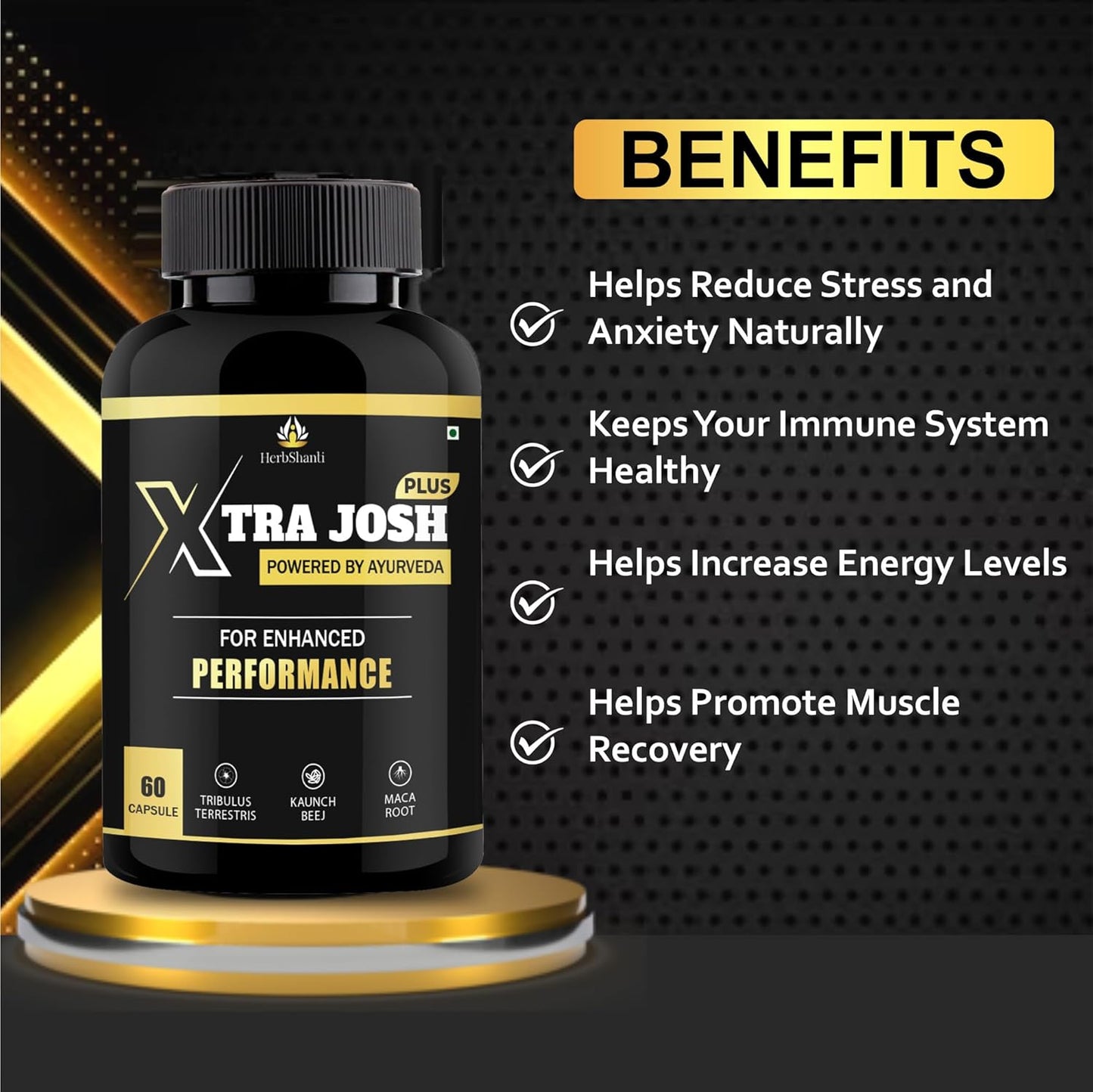 Xtra Josh Plus Ayurvedic Combo | Ling Mota Lamba Tablets & Massage Oil for Men Long | With Shilajit, Ashwagandha, Safed Musli & Gokshura | Power, Timing & Performance Booster (60 Capsules + 30ml ) (Pack of 2)