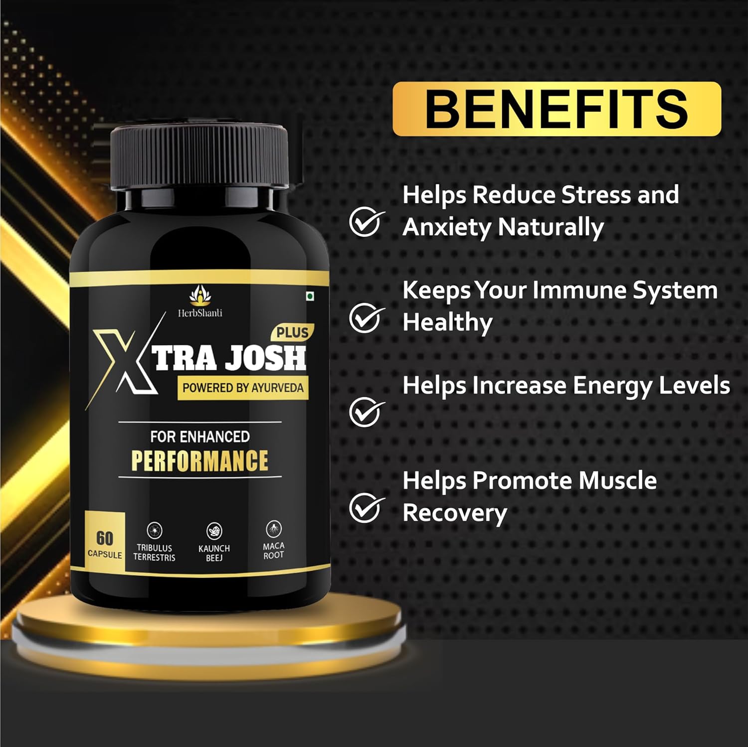 Xtra Josh Plus Ayurvedic Combo | Ling Mota Lamba Tablets & Massage Oil for Men Long | With Shilajit, Ashwagandha, Safed Musli & Gokshura | Power, Timing & Performance Booster (60 Capsules + 30ml ) (Pack of 2)