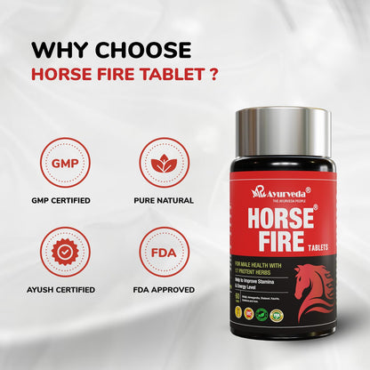 Horse Fire Tablets for Men| Ayurvedic Medicine - For Stamina, Muscle Growth, Immunity & Overall Wellbeing Pack of 2 (60 Tab + 60 Tab)