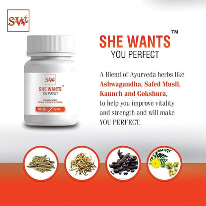 She Wants YOU PERFECT | Men's Stamina Booster | Pack of 4