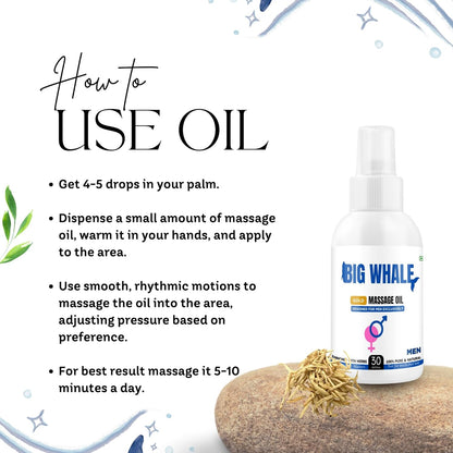 Big Whale Lift-Up Massage Oil for Men 30ml & Lift-Up Capsule 60 Cap | Massage Oil for Men | Stamina Booster Capsule | Strength Energy Performance