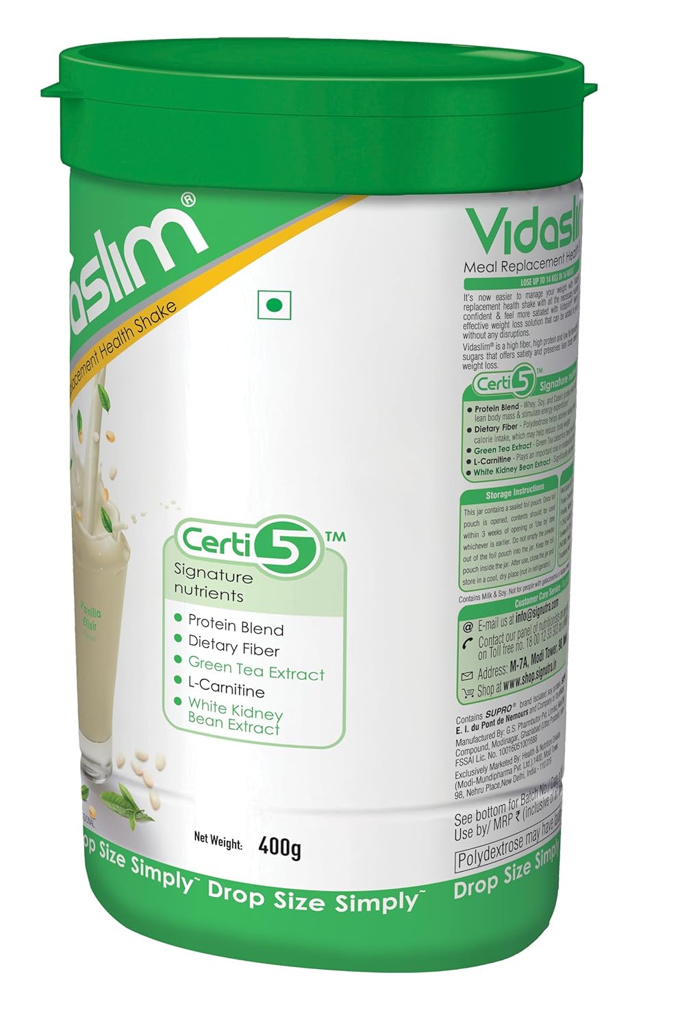 Vidaslim Meal Replacemen Health Shake For Weight Control & Management | For Men & Women | (400g, Vanilla Elixir)