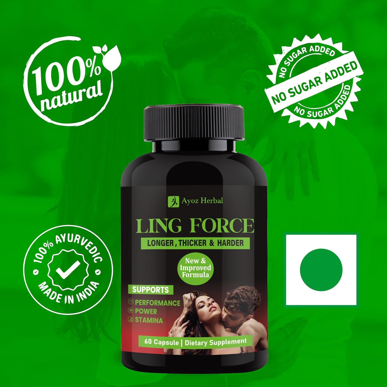 Ling Force Tablets for Men Long Time Performance | Ayurvedic Supplement with Shilajit, Safed Musli & Gokshura | Stamina, Energy & Strength Booster | Lamba Mota & Wellness Support – 60 Capsules