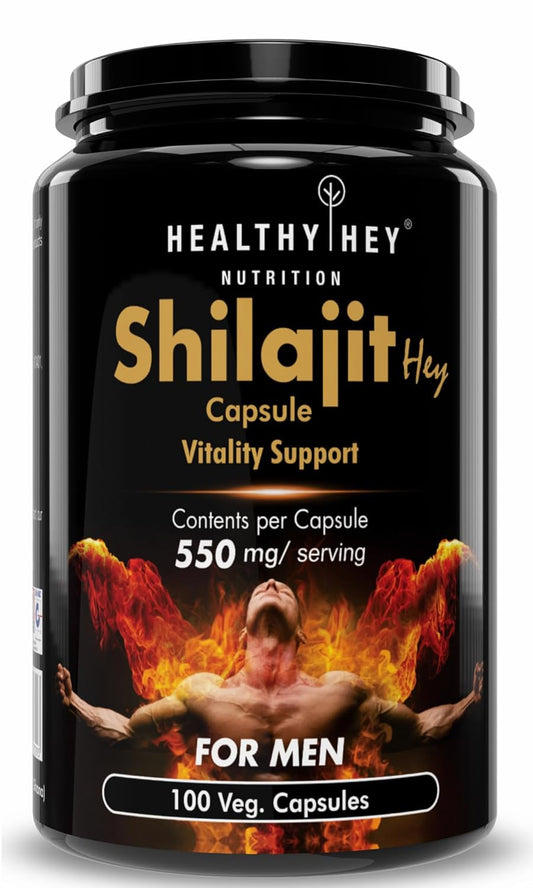 HealthyHey Nutrition Shilajit with Safed Musli, Tribulus and Ashwagandha -100 Vegetable Capsules