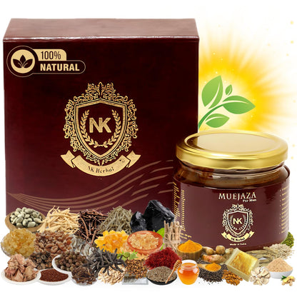 NK Herbal Muejaza For Men - Vitality Strength Stamina & Overall Health - with Pure Saffron | Shilajit | Ashwagandha | Gold Vark | Safed Musli | Kaunch Seeds and more - Natural Ayurvedic Chyawanprash - 300g
