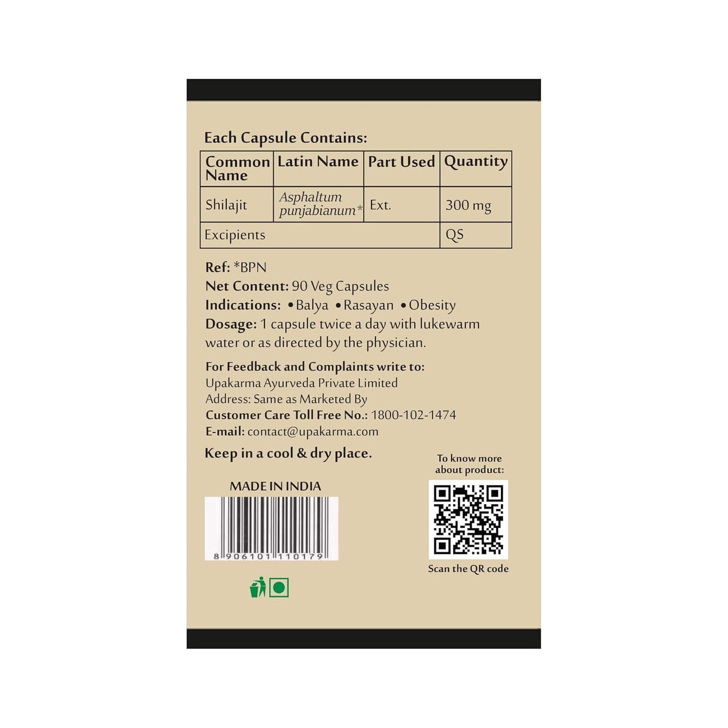 UPAKARMA Shilajit | Pure Extract Based (300 mg), Natural Strength & Stamina Booster |Lab Tested, R&D Backed 90 Veg Capsules- Pack of 2